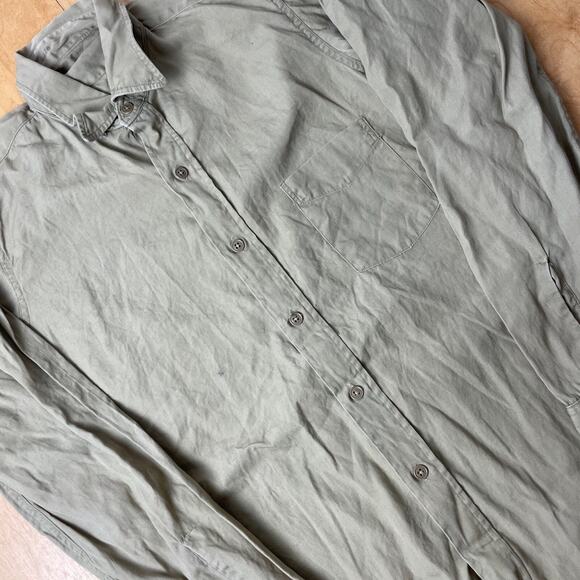 Vintage Post WWII USN Medium Solid Beige Long Sleeve Full Button Collared Shirt - Picture 4 of 10